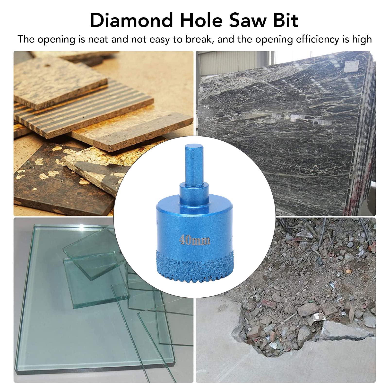 Drill Bit, Wear Ressitant Blue Fast Drilling Speed Diamond Hole Saw Bit for Ceramics