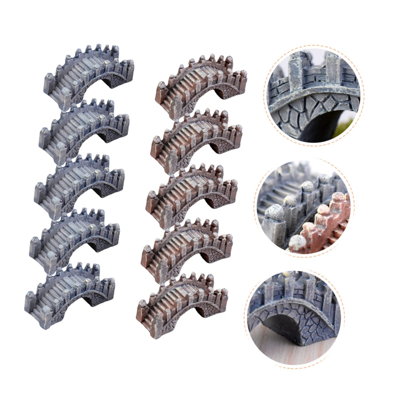 YARNOW 10pcs Zen Staute Exotic Plank Figurines Environments Decors Mini Shape Bridge Scene Landscaping (Random Color)