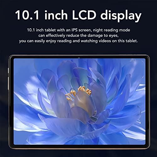 Reading Tablet, US Plug 100‑240V Octa Core CPU 5G WiFi 6GB RAM 128GB ROM 10.1 Inch IPS 4G LTE Tablet for Gaming (US Plug)