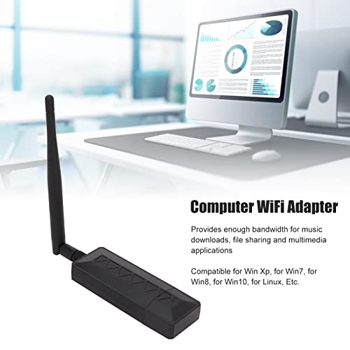 Rengu Computer WiFi Adapter, ABS Material USB WiFi Adapter 2.4G Network Frequency for Office