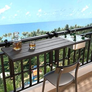 gdlf upgraded balcony table outdoor patio bar table with durable composite tabletop aluminum alloy frame hanging folding adjustable with removable ice bucket, easy assembly (10mins),43.5" l