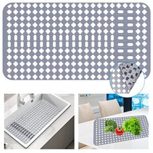 shearable silicone sink mats protectors for kitchen sink 28.2''x 14.2'' kitchen sink mat grid for bottom of farmhouse stainless steel porcelain sink no-slip heat-resistant kitchen sink grid accessory