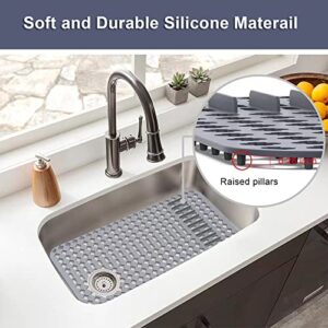 Shearable Silicone Sink Mats Protectors for Kitchen Sink 28.2''x 14.2'' Kitchen Sink Mat Grid for Bottom of Farmhouse Stainless Steel Porcelain Sink No-Slip Heat-Resistant Kitchen Sink Grid Accessory