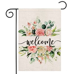 ekorest spring garden flag 12x18 inch double sided,welcome flowers small yard flag for outdoor, summer seasonal decors for outside anniversary wedding farmhouse holiday