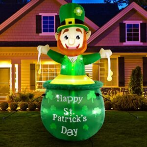 tafatee st patricks day outdoor decorations inflatables with led light, 48 inch inflatable blow up for irish day fun holiday indoor outdoor yard garden decorations lucky decor