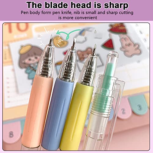 6PCS Student Utility Knife Pen-Cartoon Pattern Craft Cutting Tool Paper Pen Cutter Knife Creative Retractable，Art Utility Precision Paper Cutting Carving Tools