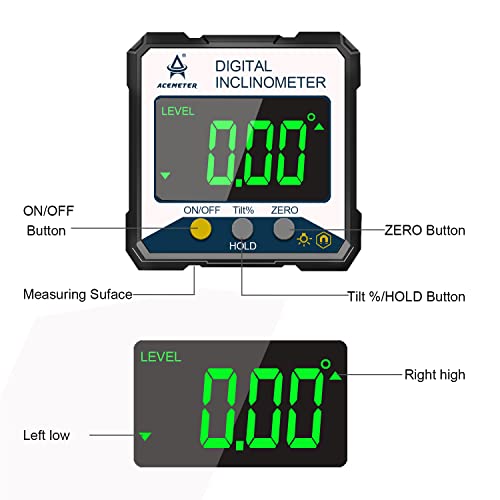 Magnetic Digital Angle Finder Protractor Inclinometer- Digital Inclinometer -Fast & Stable Measurement Tool with Magnetic Base and Backlit Display