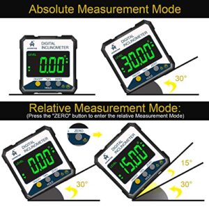 Magnetic Digital Angle Finder Protractor Inclinometer- Digital Inclinometer -Fast & Stable Measurement Tool with Magnetic Base and Backlit Display