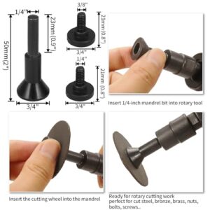 NuoDunco Cut-Off Wheel Mounting Mandrel 1/4" 3/8" 2-Type Mounting Heads, 1/4" Stem Mandrel for Rotary Tool Die Grinder Drill Attachment Angle Air Grinder