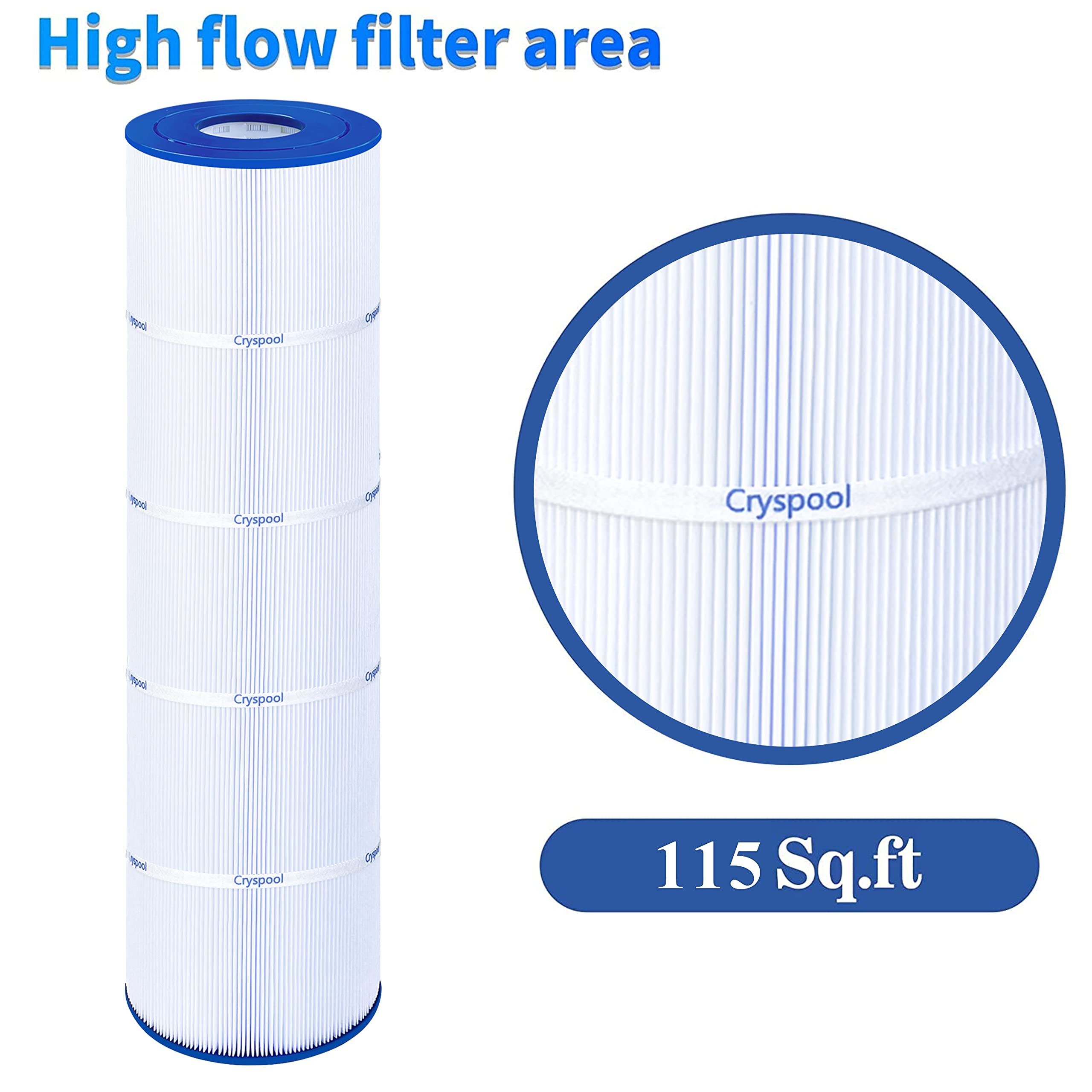 Cryspool R0554600 Pool Filter Compatible with Jandy CL460, CV460, A0558000,PJAN115, 4X115 sq.ft Cartridge, C-7468, FC-0810,4 Pack