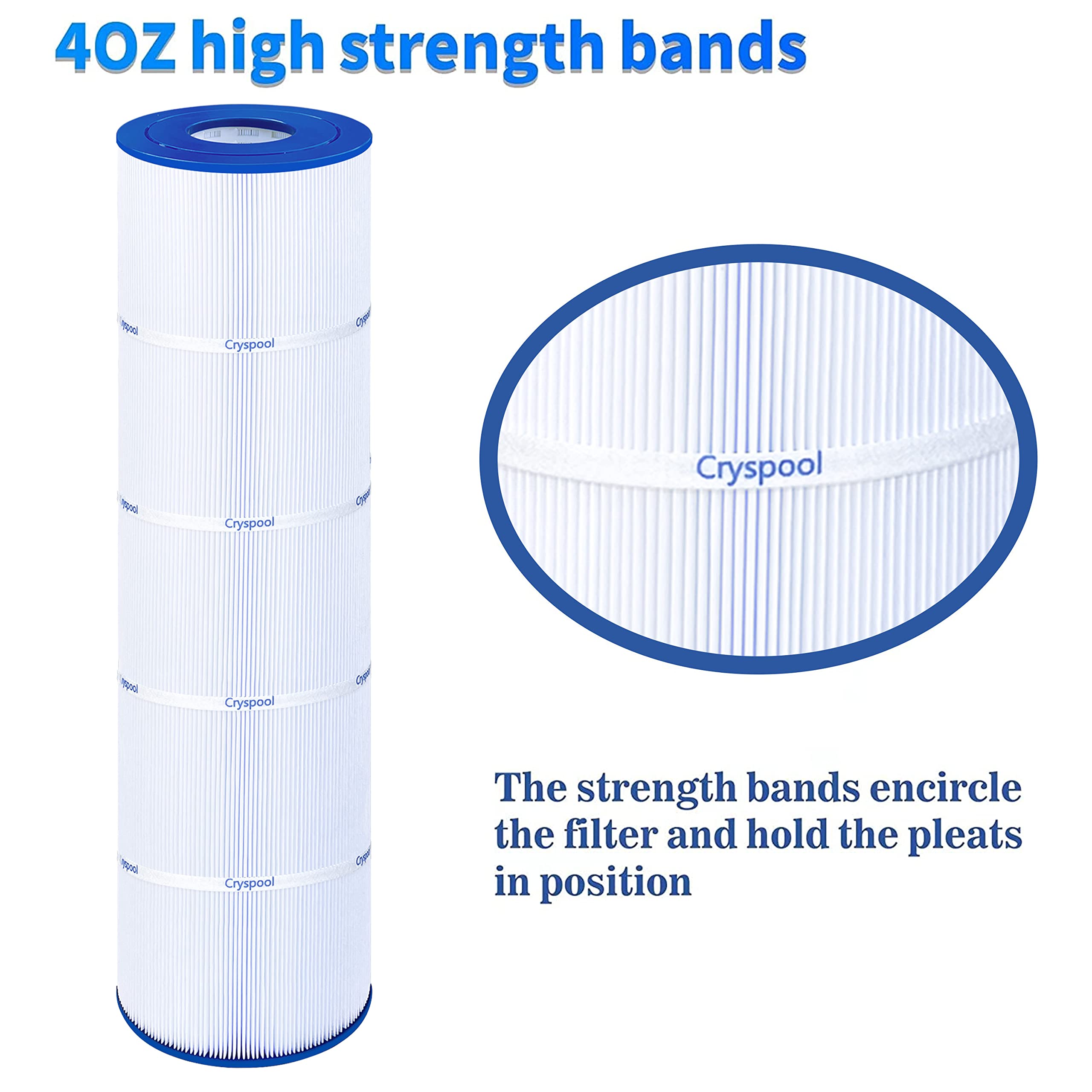 Cryspool R0554600 Pool Filter Compatible with Jandy CL460, CV460, A0558000,PJAN115, 4X115 sq.ft Cartridge, C-7468, FC-0810,4 Pack