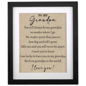 grandpa gifts from granddaughter grandson, 11" x 13" burlap print, great grandpa fathers day birthday gifts, christmas thanksgiving gifts for papa, best grandpa ever gift ideas, i love you grandpa