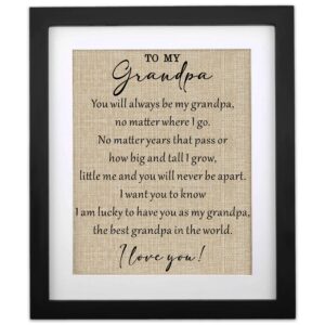 Grandpa Gifts from Granddaughter Grandson, 11" X 13" Burlap Print, Great Grandpa Fathers Day Birthday Gifts, Christmas Thanksgiving Gifts for Papa, Best Grandpa Ever Gift Ideas, I Love You Grandpa