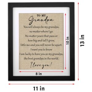 Grandpa Gifts from Granddaughter Grandson, 11" X 13" Burlap Print, Great Grandpa Fathers Day Birthday Gifts, Christmas Thanksgiving Gifts for Papa, Best Grandpa Ever Gift Ideas, I Love You Grandpa