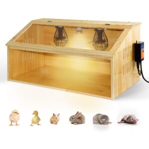 everygrow brooder box with thermostat, intelligent chick brooder box heat up to 30 chicks with 3 heat lamps, waterproof chicken brooder box kit, brooder box for baby chicks ducks quails hamsters