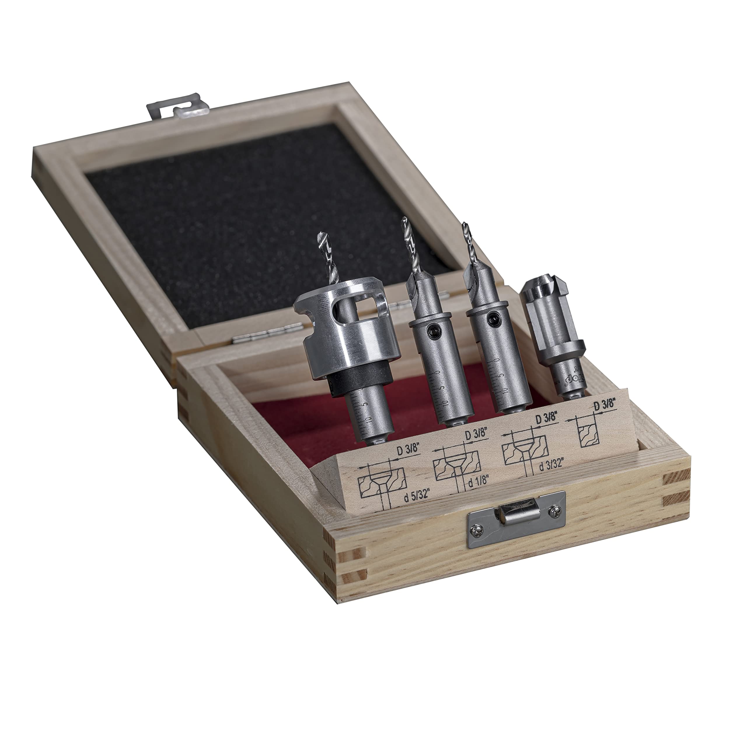 BETOP Industrial Tools-4pc Set Carbide Tipped 82-Deg Countersink bit with Drilling Depth Stop