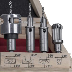 BETOP Industrial Tools-4pc Set Carbide Tipped 82-Deg Countersink bit with Drilling Depth Stop