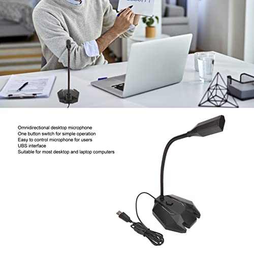 EBTOOLS USB Computer Microphone, Wired High Sensitivity Mic, Noise Reduction Technology, Omnidirectional PC Vocal Microphone, for Teleconferencing, Black