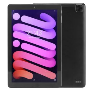 zyyini 10 inch tablet for android 11, black portable 10 inch tablet for kids,4g ram 256g rom,contains 64g memory card,wifi and 3g networks,6000mah large capacity battery,face unlocking