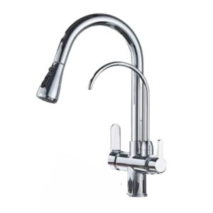 zatric kitchen sink faucet "canyon series xi" deck mount with water filter crane, swivel dual knob (chrome)