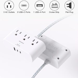 10Ft Surge Protector Power Strip and 6Ft Ultra Thin Flat Plug Power Strip