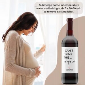 ST. PAULY | ● 10 PCS in 2 Sizes ● Pregnancy Announcement Wine Labels | Baby Announcement Bottle Label | Gender Neutral Pregnancy Reveal | For Family and Friends (I can't drink this but you can)