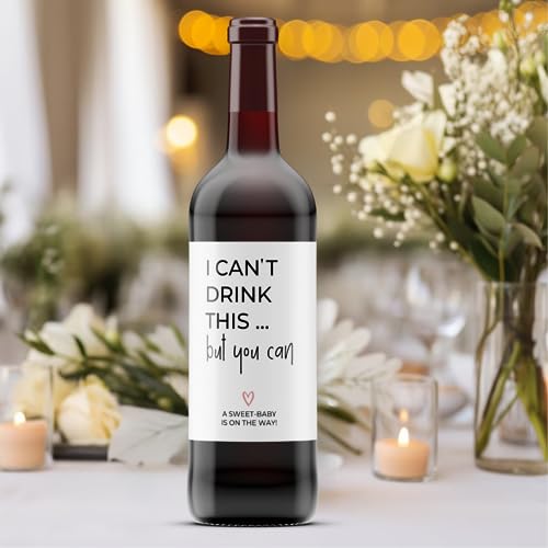 ST. PAULY | ● 10 PCS in 2 Sizes ● Pregnancy Announcement Wine Labels | Baby Announcement Bottle Label | Gender Neutral Pregnancy Reveal | For Family and Friends (I can't drink this but you can)