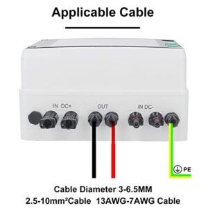 2 String PV Combiner Box with Arreste, IP65 Waterproof Solar Combiner Box with 32A Circuit Breaker, 15A Rated Current Solar Connector for Solar Panel System