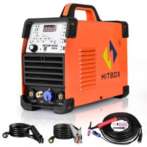 hitbox 200a tig welder,ac/dc tig welder with pulse 4 in 1 welding machine,aluminum tig welder 220v with dc tig/ac tig/pulse tig/stick and igbt 2t/4t led digital display,compatible with foot pedal
