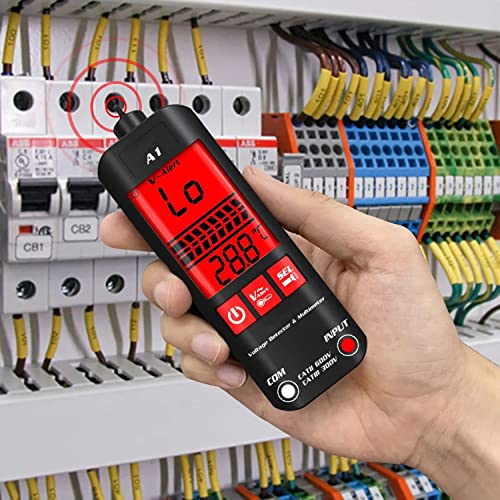 A1 Fully Automatic Anti-Burn Intelligent Digital Multimeter, Auto Senses The Zero and Fire Wires, Fast Accurately Measures Voltage, Current, Conductor On/Off, Color Ring Resistance