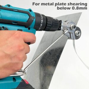 1 Pack Electric Drill Plate Cutter, Double Headed Metal Sheet Shears Sharp Precise Cutting, Plate Punch Shears Drill Attachment for Cutting Iron, White Sheet, Steel,Copper, Aluminum (1)