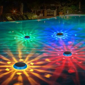 RRRPIO Bath Lights,Floating Pool Lights That Float with RGB Color Changing,IPX6 Waterproof Solar Floating Lights for Inground Pool,Swimming Pool Lights for Pool,Spa,Hot Tub Bath Accessories -2PCS