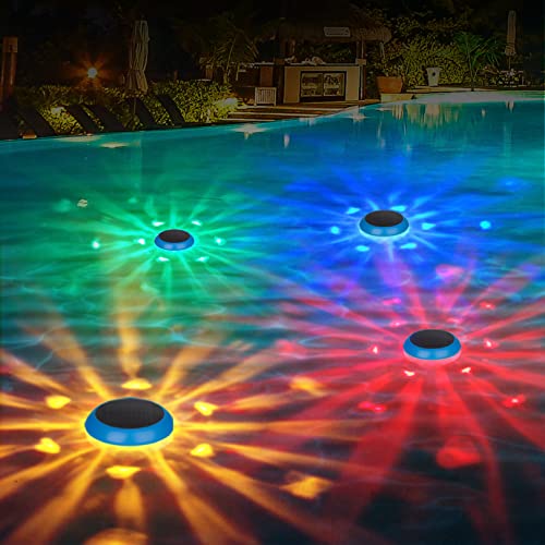 RRRPIO Bath Lights,Floating Pool Lights That Float with RGB Color Changing,IPX6 Waterproof Solar Floating Lights for Inground Pool,Swimming Pool Lights for Pool,Spa,Hot Tub Bath Accessories -2PCS