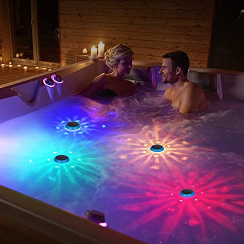 RRRPIO Bath Lights,Floating Pool Lights That Float with RGB Color Changing,IPX6 Waterproof Solar Floating Lights for Inground Pool,Swimming Pool Lights for Pool,Spa,Hot Tub Bath Accessories -2PCS