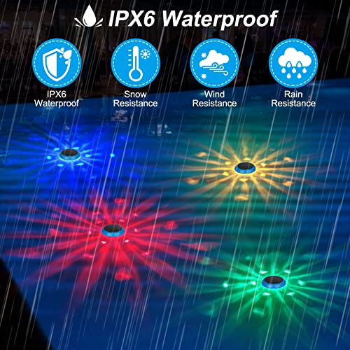 RRRPIO Bath Lights,Floating Pool Lights That Float with RGB Color Changing,IPX6 Waterproof Solar Floating Lights for Inground Pool,Swimming Pool Lights for Pool,Spa,Hot Tub Bath Accessories -2PCS