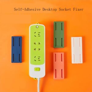 Self-Adhesive Desktop Socket Fixer, 2023 New Self Adhesive Power Strip Holder, Desktop mountable Plug-in Socket Fixer Bracket Stand, Cable Management Punch Free Surge Protector (D*4PCS)