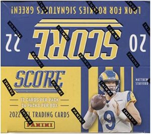 2022 panini score nfl football retail factory sealed box 24 packs of 12 cards each pack. 288 cards in all look for exclusive retail gold parallels and autograph and base rookie cards of the 2022 rookies such as kenny pickett malik willis desmond ridder ch