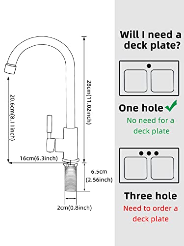 Cold Water Only Faucet SUS304 Stainless Steel Faucet for Kitchen Sink