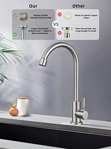 Cold Water Only Faucet SUS304 Stainless Steel Faucet for Kitchen Sink