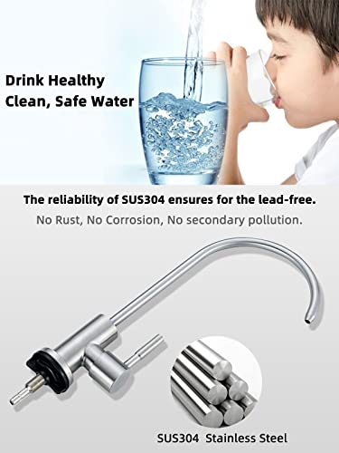 Drinking Water Faucet,Lead-Free Sink Water Filter Faucet,Reverse Osmosis Faucet for Kitchen Bar Sink,Brushed Nickel SUS304 Stainless Steel