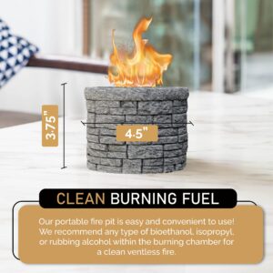 NEELO Concrete Tabletop S'mores Maker - Portable Smokeless Fire Pit Kit With Extendable Roasting Sticks for Indoor & Outdoor Patio Use