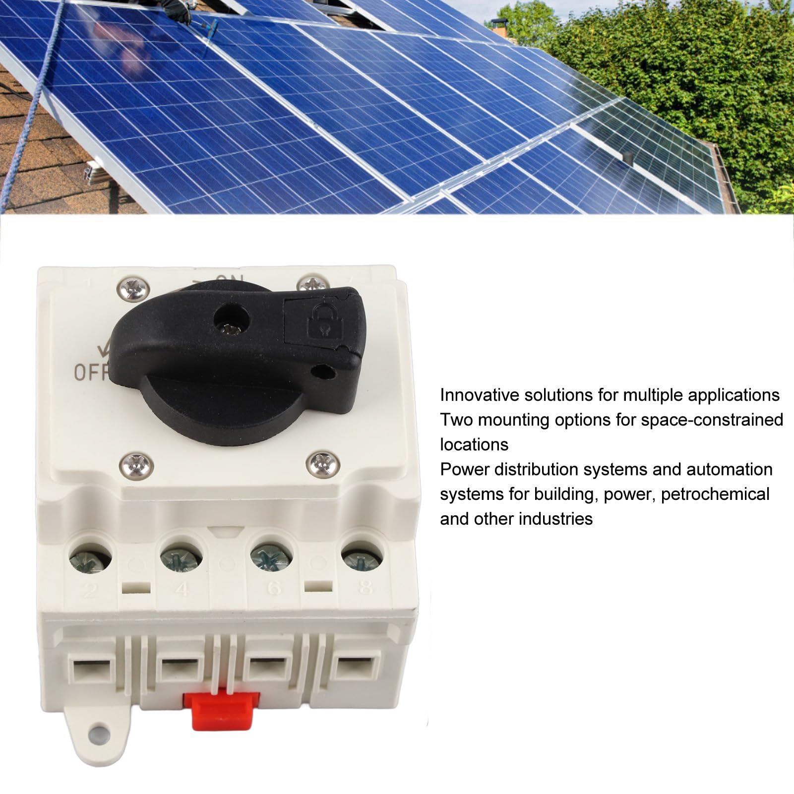 DC Solar Disconnect Switch 32A Flexible PC Housing Photovoltaic Circuit Isolator DC1000V Rated Voltage Solar Power Parts