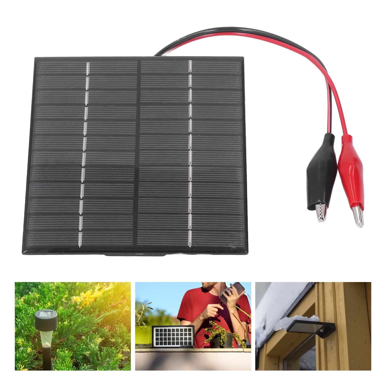 Polysilicon Solar Panel 2W 12V Windproof High Conversion Efficiency Solar Panel Charger for for Solar Water Pumps, Solar Lawn Lights