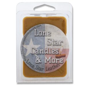 leather scented premium lone star candles & more's hand poured wax melts, authentic aroma of genuine leather, 6 strongly scented wax cubes, 2.7oz total, usa made in texas, 1-pack
