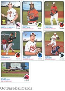 2022 topps heritage high number baltimore orioles team set of 7 cards: ryan mountcastle(#551), rylan bannon(#580), jorge mateo(#581), marcos diplan(#617), kyle bradish(#642), alexander wells(#662), jahmai jones(#691) - gotbaseballcards