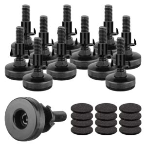 heavy duty leg levelers 3/8''-16 thread, 12 pcs adjustable leveling feet furniture levelers screw on with threaded inserts for tables chairs cabinets sofa, support 3960lbs- large base, black