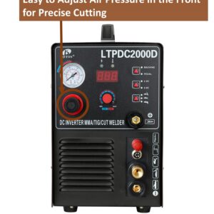 LOTOS LTPDC2000D Non-Touch Pilot Arc Plasma Cutter Tig Welder and Stick Welder 3 in 1 Combo Welding Machine & Foot Pedal for Cutter Welder Amp Control 5 Pin Lotos FP05 for Cutter and Welder Combos