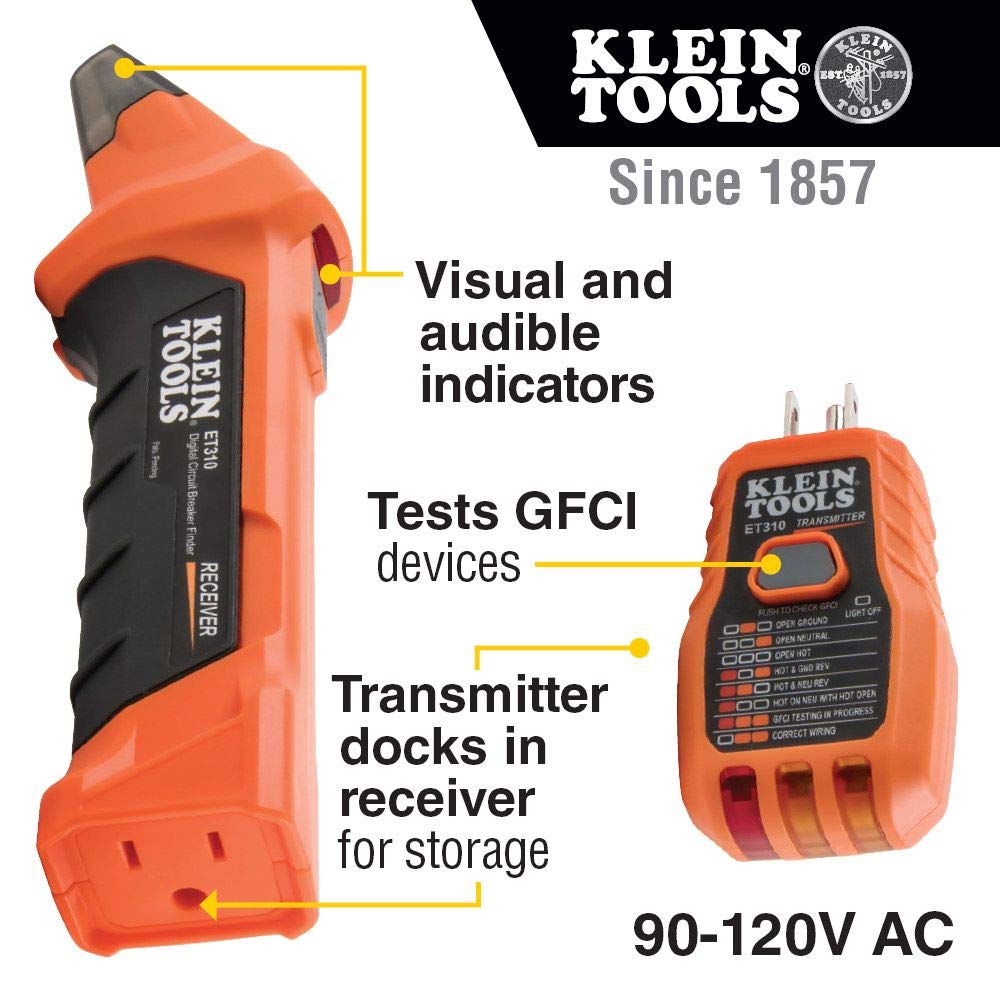Klein Tools 80064 AC Circuit Breaker Kit, 3-Piece & 69411 Circuit Breaker Finder Accessory Kit, Circuit Breaker Leads, Circuit Breaker Adapters