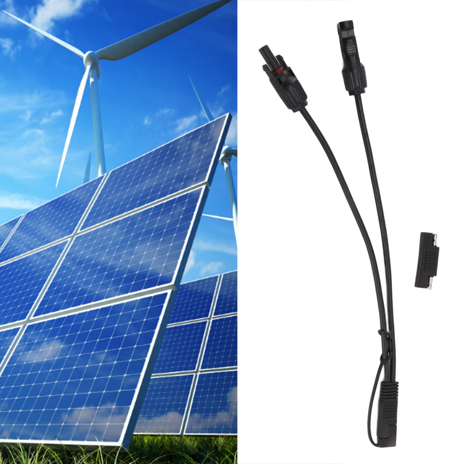 Solar Panel to SAE Adapter Cable 10AWG 0.35m SAE Solar Extension Cable for for Automobiles, Solar Devices