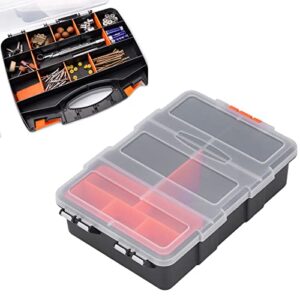 8.9x6.1x2.2in Small Parts Organizer, Tools Storage Box, Hardware Organizers with Removable Plastic Dividers, PVC Components Parts Tool Organizer for Hardware, Screws, Bolts, Nails, Jewelry